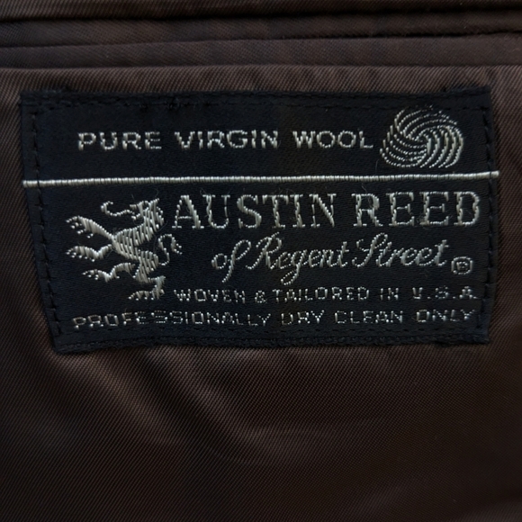 Austin Reed of Regent Street blazer brown virgin wool elbow pads tweed - Picture 12 of 13